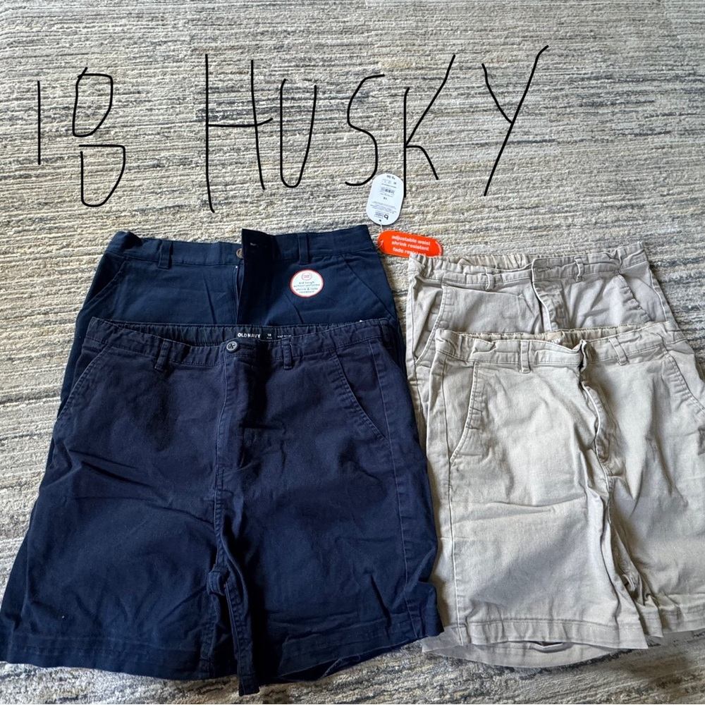 Kids Navy and Khaki Chino Shorts Set 18 Husky